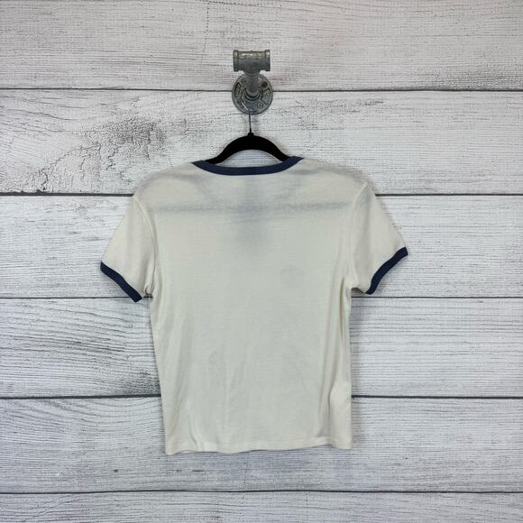 Pan American Women's Cream & Blue Graphic Short Sleeve Tee Size Large - Picture 6 of 6